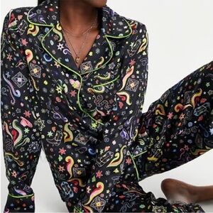 NEVER FULLY DRESSED Dolly Satin Pajama Set Western Brights Print New With Tags